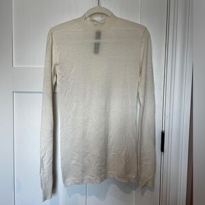 Rick Owens White, Wool, Extra Small Mockneck Sweater.